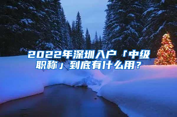 2022年深圳入户「中级职称」到底有什么用？