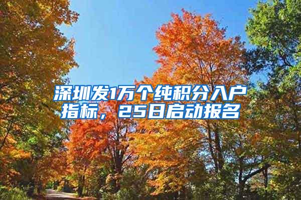 深圳发1万个纯积分入户指标，25日启动报名