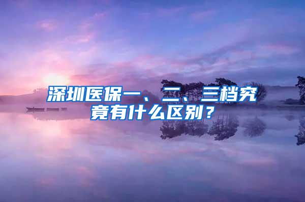 深圳医保一、二、三档究竟有什么区别？