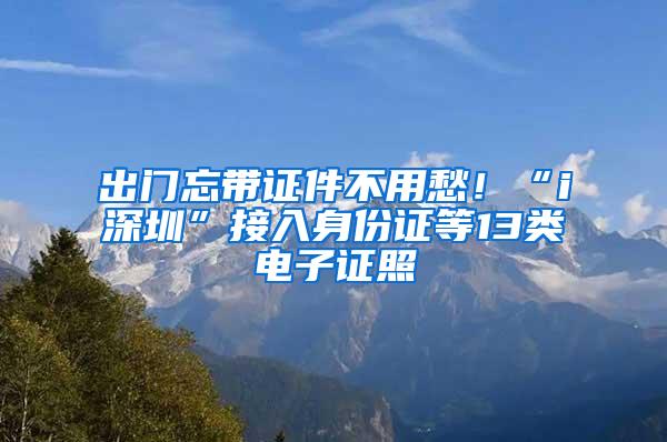 出门忘带证件不用愁！“i深圳”接入身份证等13类电子证照