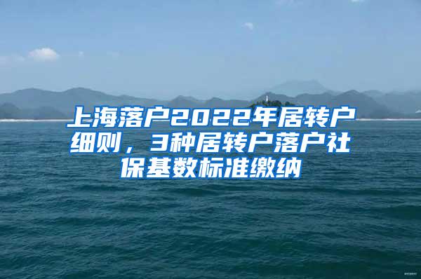 上海落户2022年居转户细则，3种居转户落户社保基数标准缴纳