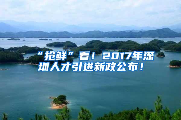 “抢鲜”看！2017年深圳人才引进新政公布！