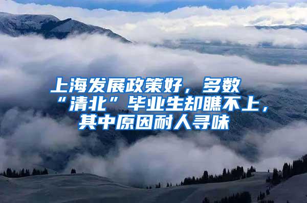 上海发展政策好，多数“清北”毕业生却瞧不上，其中原因耐人寻味