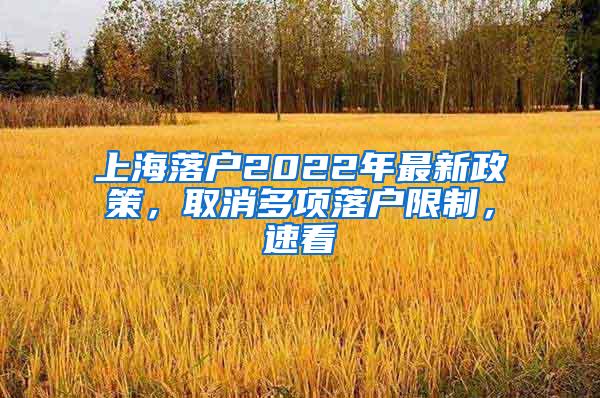 上海落户2022年最新政策，取消多项落户限制，速看