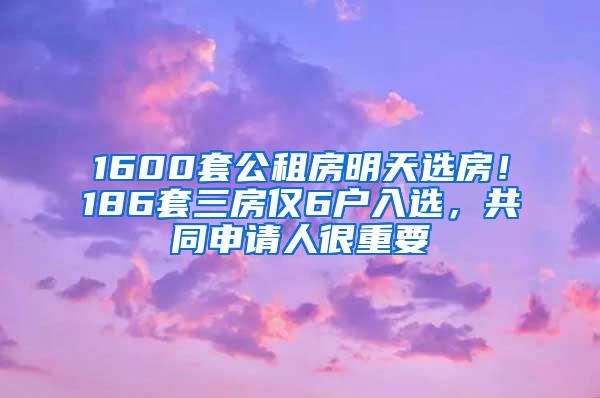 1600套公租房明天选房！186套三房仅6户入选，共同申请人很重要