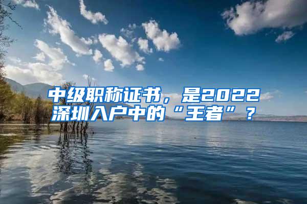 中级职称证书，是2022深圳入户中的“王者”？