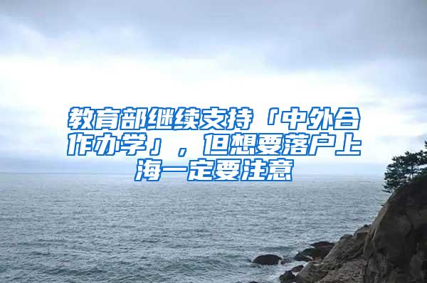 教育部继续支持「中外合作办学」，但想要落户上海一定要注意