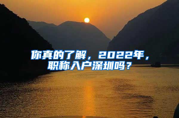 你真的了解，2022年，职称入户深圳吗？