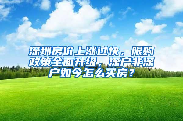 深圳房价上涨过快，限购政策全面升级，深户非深户如今怎么买房？