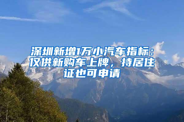 深圳新增1万小汽车指标：仅供新购车上牌，持居住证也可申请