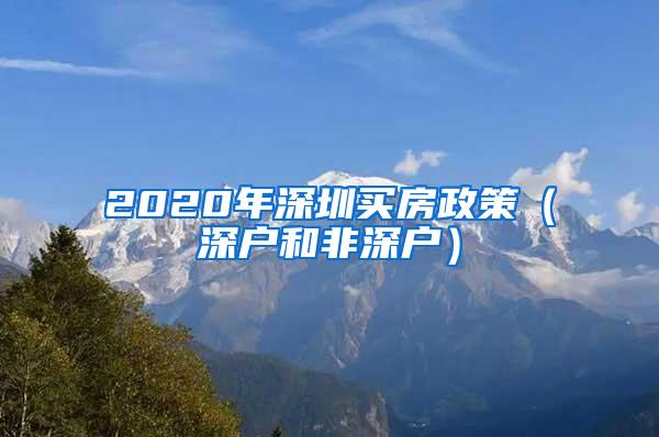 2020年深圳买房政策（深户和非深户）