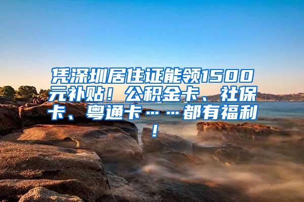 凭深圳居住证能领1500元补贴！公积金卡、社保卡、粤通卡……都有福利！