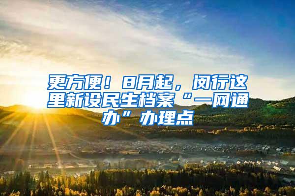 更方便！8月起，闵行这里新设民生档案“一网通办”办理点