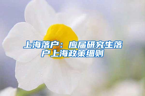 上海落户：应届研究生落户上海政策细则