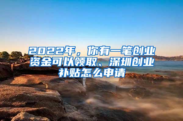 2022年，你有一笔创业资金可以领取、深圳创业补贴怎么申请