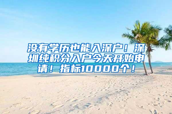 没有学历也能入深户！深圳纯积分入户今天开始申请！指标10000个！