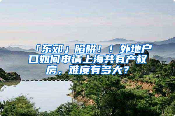 「东郊」陷阱！！外地户口如何申请上海共有产权房，难度有多大？