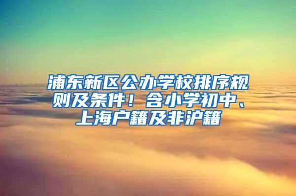 浦东新区公办学校排序规则及条件！含小学初中、上海户籍及非沪籍