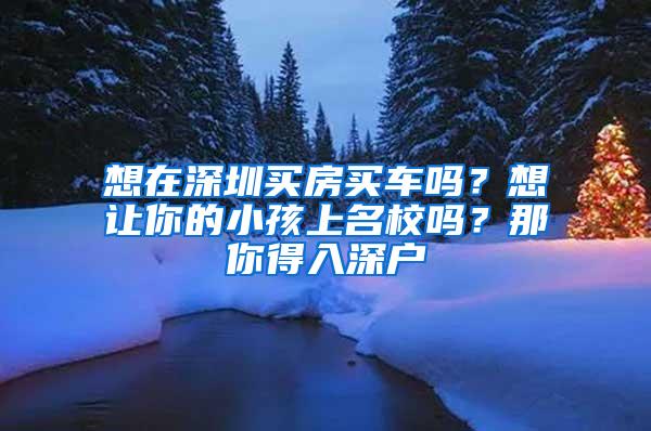 想在深圳买房买车吗？想让你的小孩上名校吗？那你得入深户