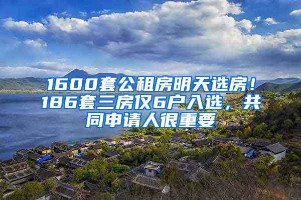 1600套公租房明天选房！186套三房仅6户入选，共同申请人很重要