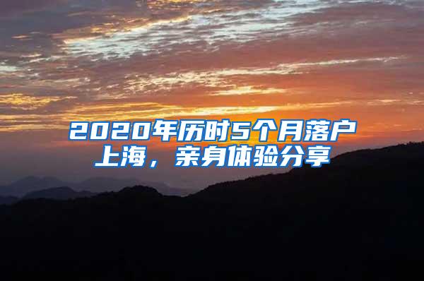 2020年历时5个月落户上海，亲身体验分享