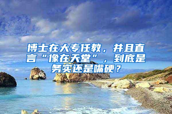 博士在大专任教，并且直言“像在天堂”，到底是务实还是嘴硬？