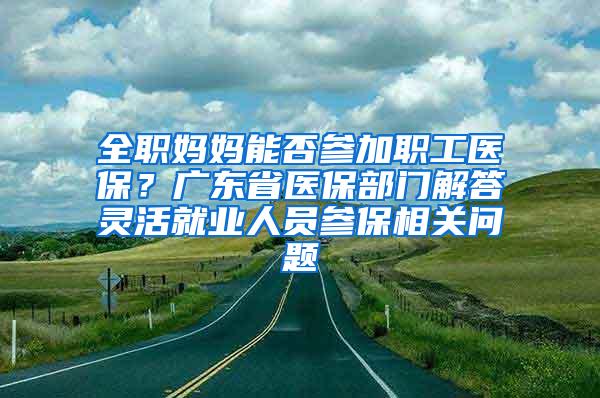 全职妈妈能否参加职工医保？广东省医保部门解答灵活就业人员参保相关问题