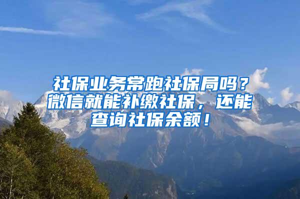 社保业务常跑社保局吗？微信就能补缴社保，还能查询社保余额！