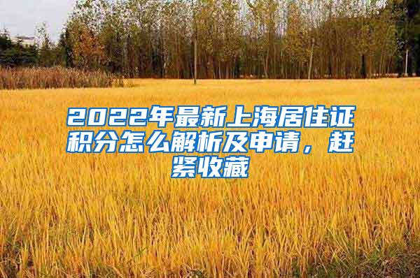 2022年最新上海居住证积分怎么解析及申请，赶紧收藏