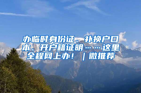 办临时身份证、补换户口本、开户籍证明……这里全程网上办！｜微推荐