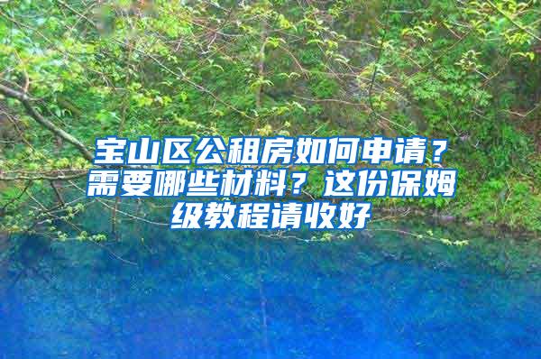 宝山区公租房如何申请？需要哪些材料？这份保姆级教程请收好