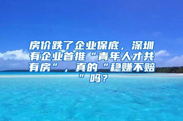 房价跌了企业保底，深圳有企业首推“青年人才共有房”，真的“稳赚不赔”吗？