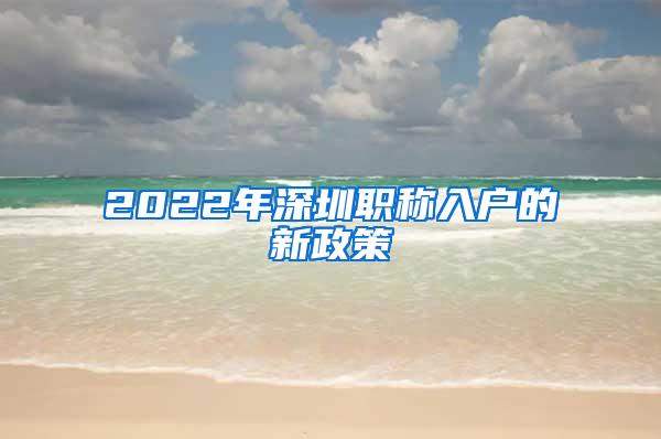 2022年深圳职称入户的新政策