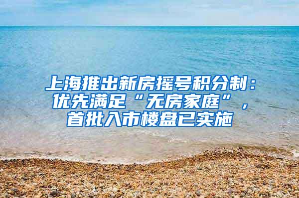 上海推出新房摇号积分制：优先满足“无房家庭”，首批入市楼盘已实施