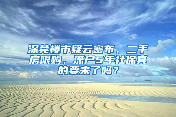 深莞楼市疑云密布，二手房限购、深户5年社保真的要来了吗？