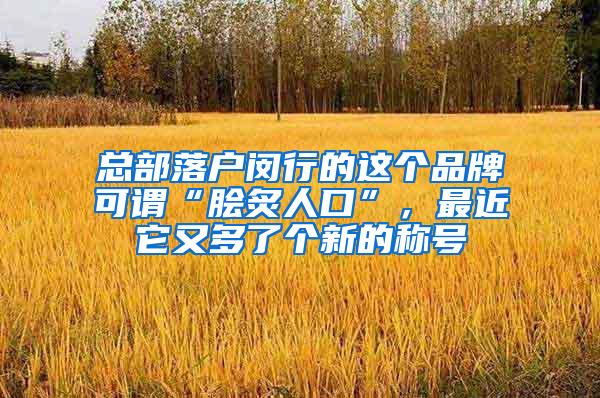 总部落户闵行的这个品牌可谓“脍炙人口”，最近它又多了个新的称号