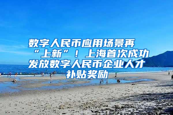 数字人民币应用场景再“上新”！上海首次成功发放数字人民币企业人才补贴奖励