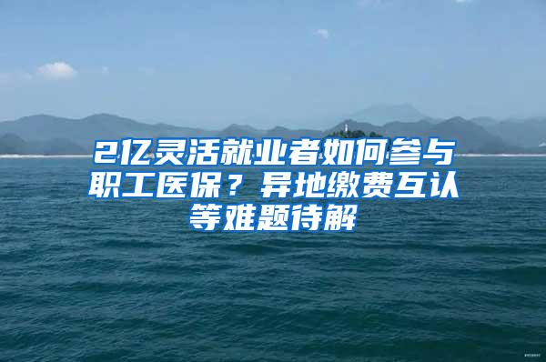 2亿灵活就业者如何参与职工医保？异地缴费互认等难题待解