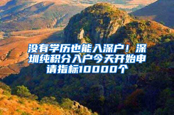 没有学历也能入深户！深圳纯积分入户今天开始申请指标10000个