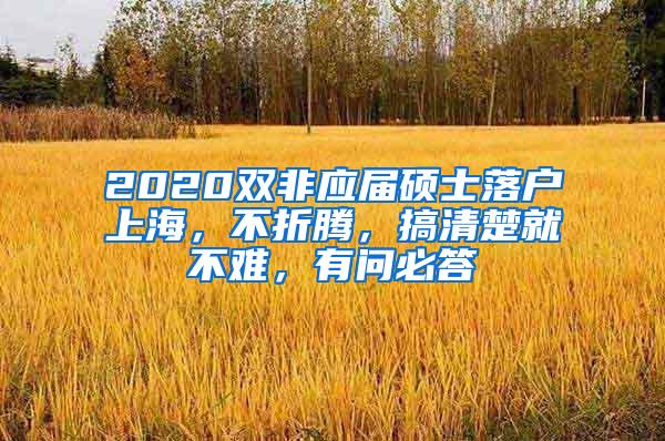 2020双非应届硕士落户上海，不折腾，搞清楚就不难，有问必答