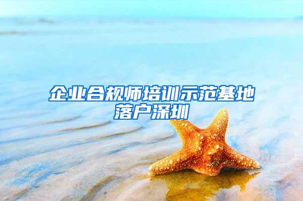 企业合规师培训示范基地落户深圳