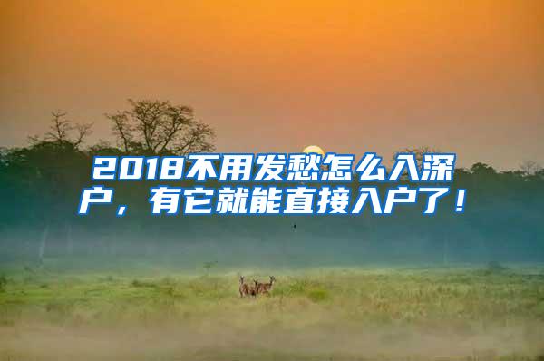 2018不用发愁怎么入深户，有它就能直接入户了！