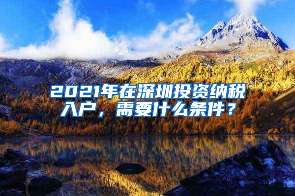 2021年在深圳投资纳税入户，需要什么条件？