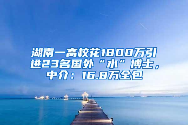 湖南一高校花1800万引进23名国外“水”博士，中介：16.8万全包