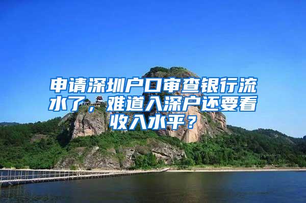 申请深圳户口审查银行流水了，难道入深户还要看收入水平？