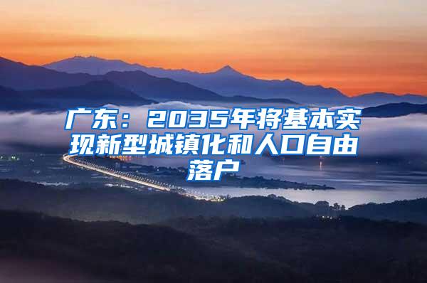 广东：2035年将基本实现新型城镇化和人口自由落户