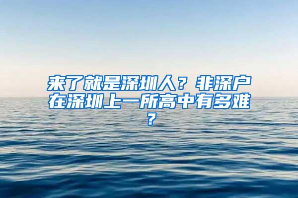 来了就是深圳人？非深户在深圳上一所高中有多难？