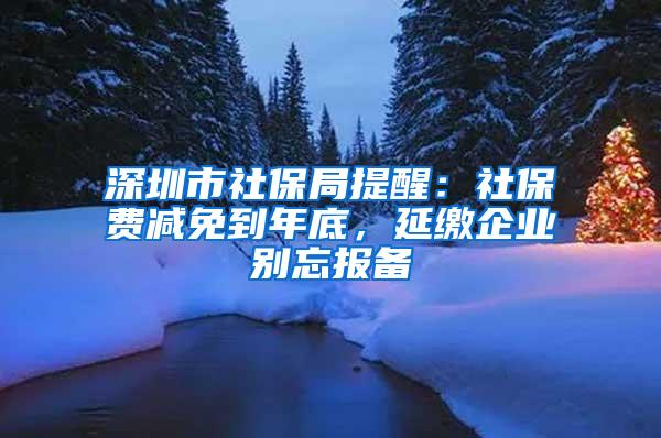 深圳市社保局提醒：社保费减免到年底，延缴企业别忘报备