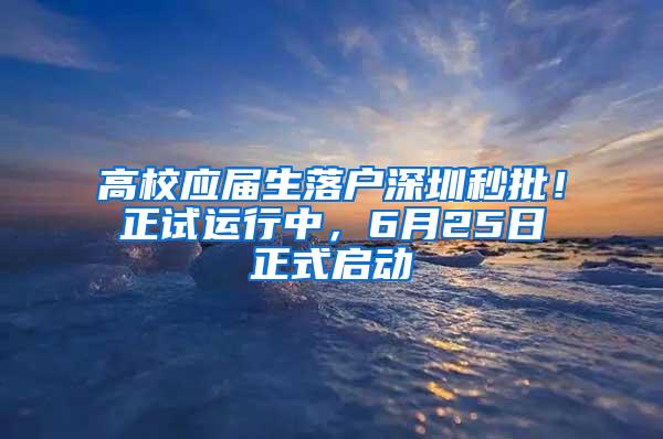 高校应届生落户深圳秒批！正试运行中，6月25日正式启动