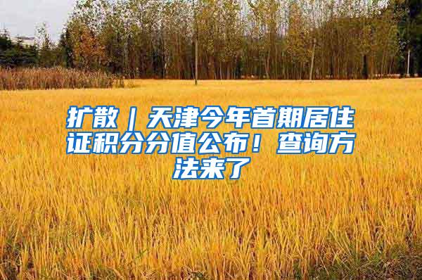 扩散｜天津今年首期居住证积分分值公布！查询方法来了